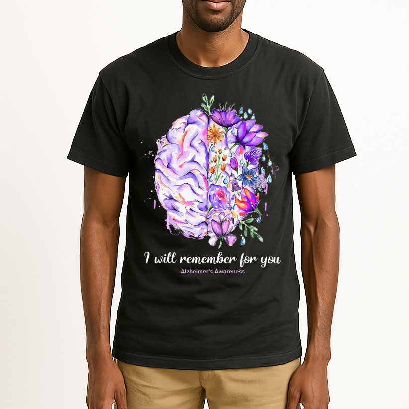 I Will Remember For You Brain Alzheimer's Awareness Tall T-Shirt
