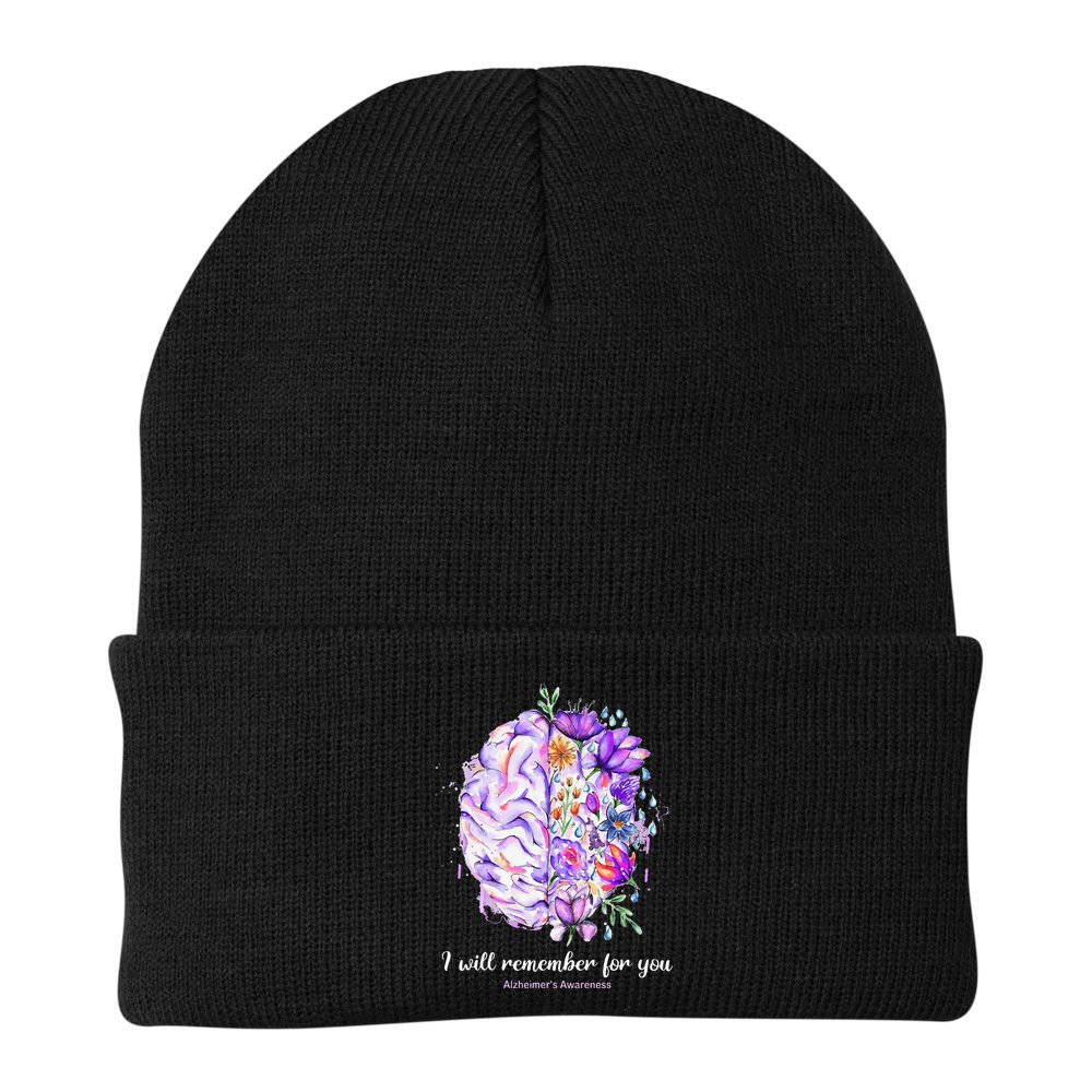 I Will Remember For You Brain Alzheimer's Awareness Beanie