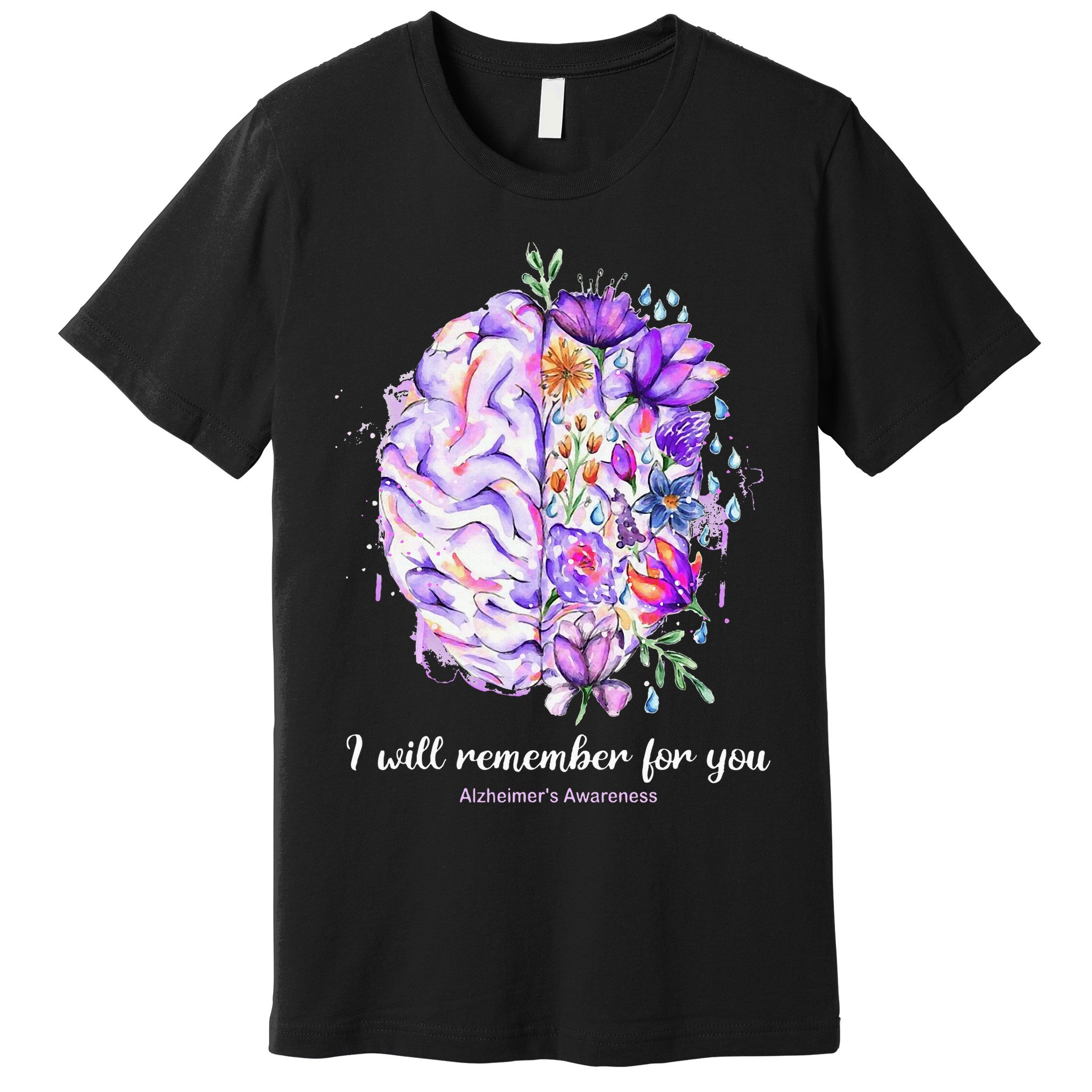 I Will Remember For You Brain Alzheimer's Awareness Premium T-Shirt