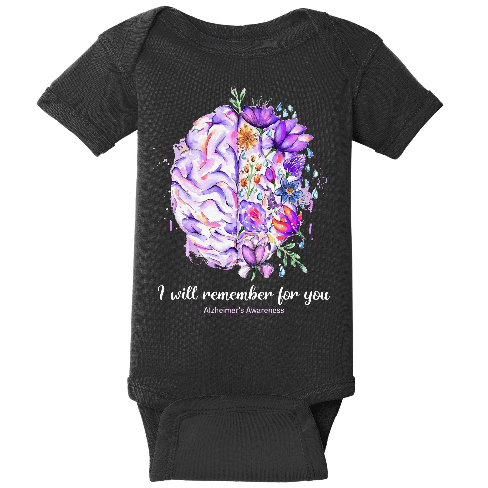I Will Remember For You Brain Alzheimer's Awareness Baby Bodysuit