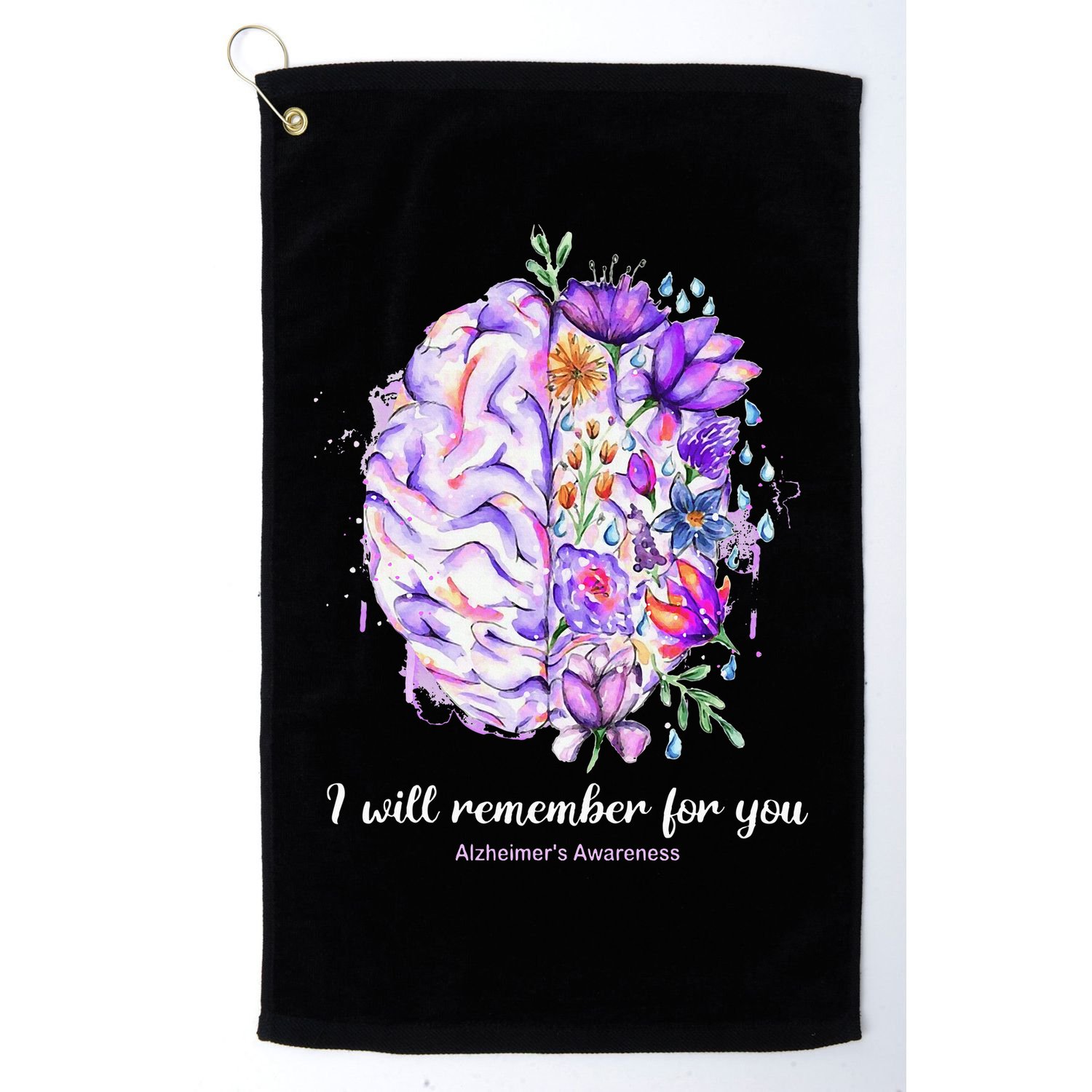 I Will Remember For You Brain Alzheimer's Awareness Golf Towel