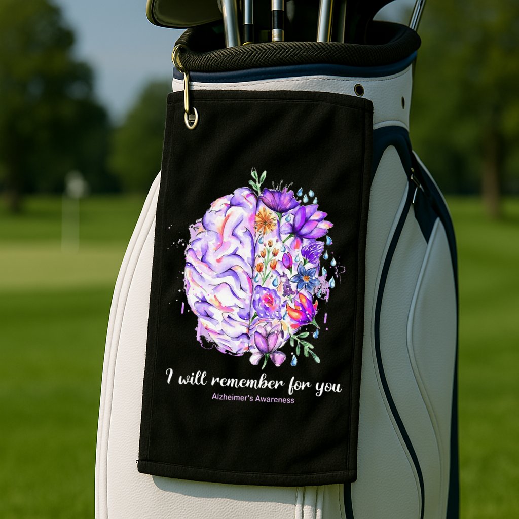 I Will Remember For You Brain Alzheimer's Awareness Golf Towel