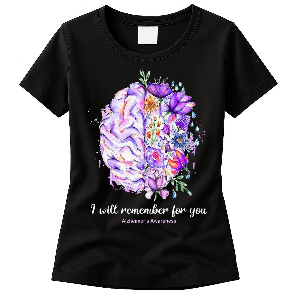 I Will Remember For You Brain Alzheimer's Awareness Womens T-Shirt