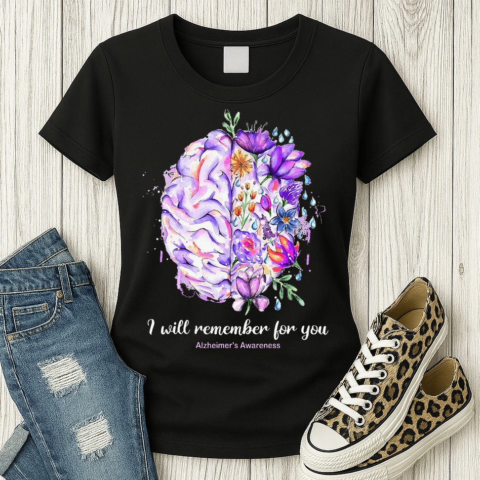 I Will Remember For You Brain Alzheimer's Awareness Womens T-Shirt