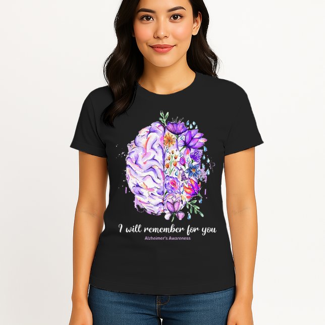 I Will Remember For You Brain Alzheimer's Awareness Womens T-Shirt