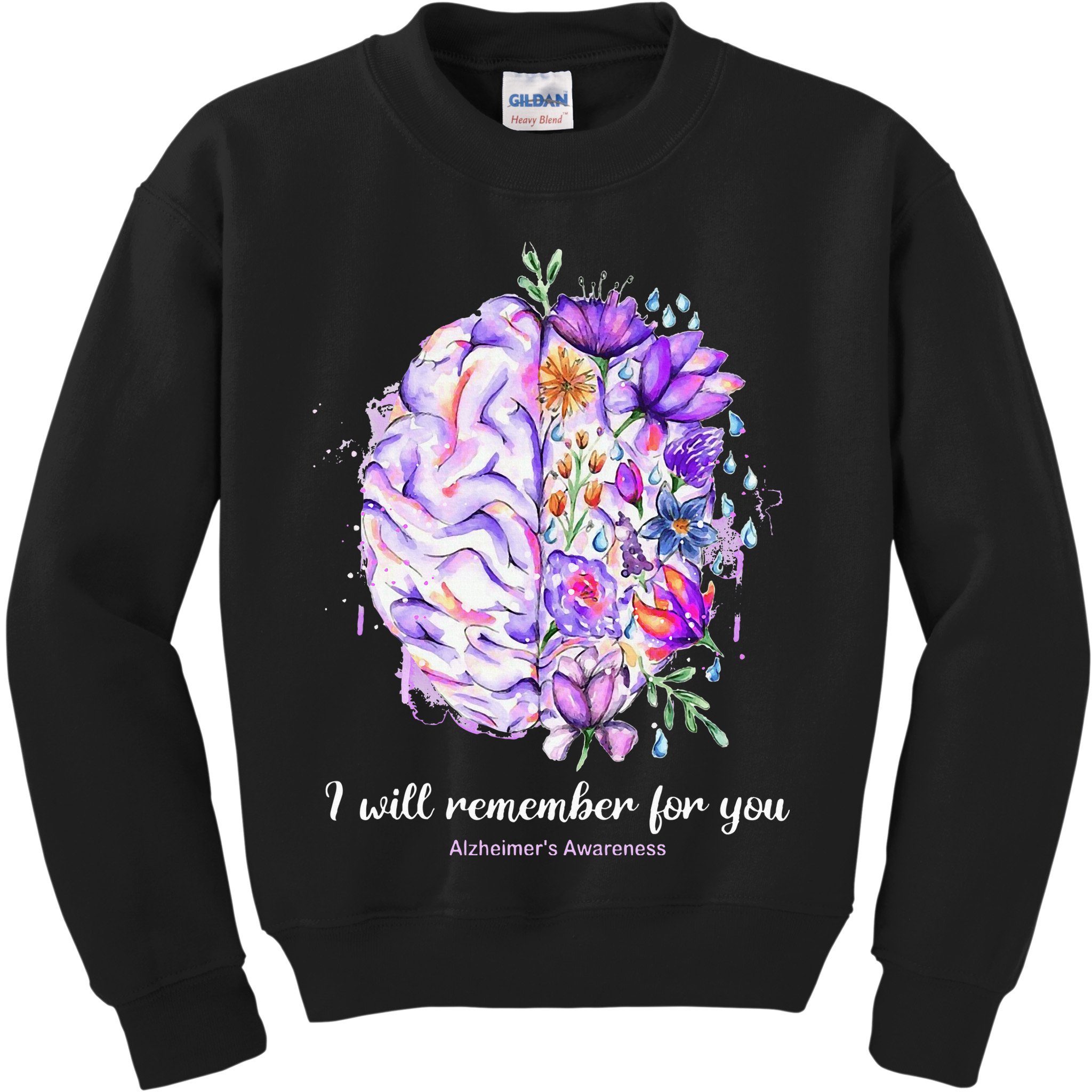I Will Remember For You Brain Alzheimer's Awareness Kids Sweatshirt