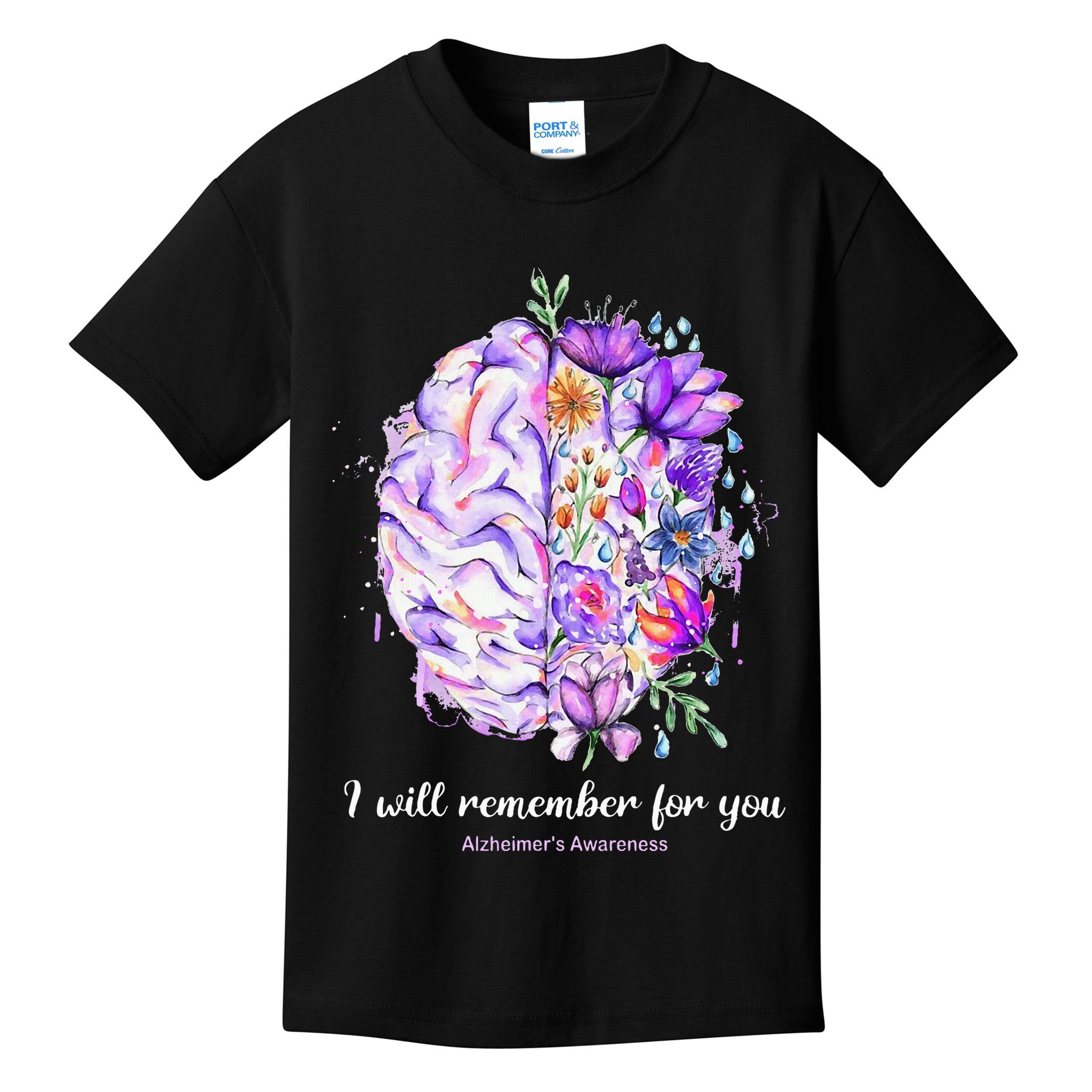 I Will Remember For You Brain Alzheimer's Awareness Kids T-Shirt
