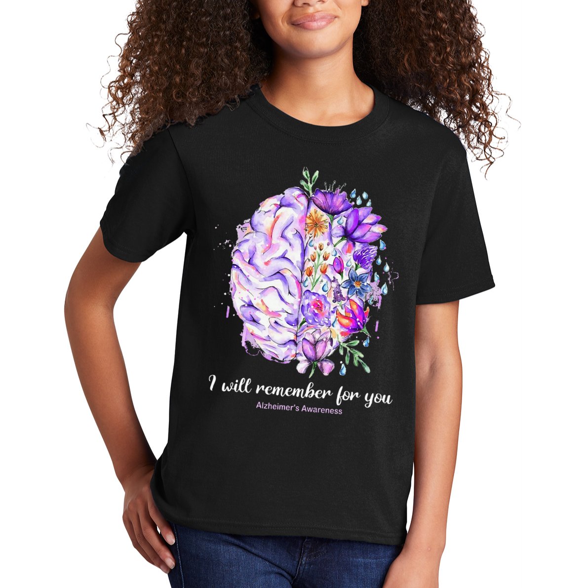 I Will Remember For You Brain Alzheimer's Awareness Kids T-Shirt