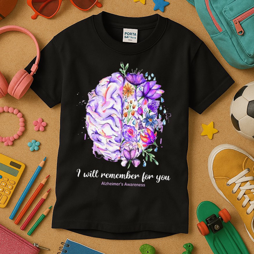 I Will Remember For You Brain Alzheimer's Awareness Kids T-Shirt