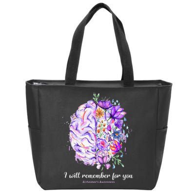 I Will Remember For You Brain Alzheimer's Awareness Zip Tote Bag