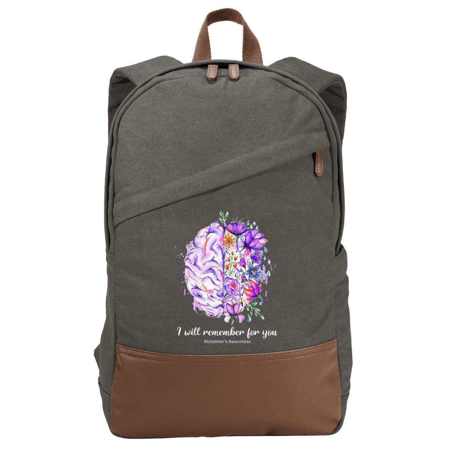 I Will Remember For You Brain Alzheimer's Awareness Cotton Canvas Backpack