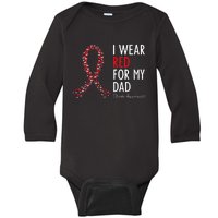 I Wear Red For My Dad Stroke Awareness Survivor Warrior Baby Long Sleeve Bodysuit