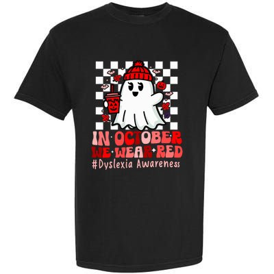 I Wear Red Dyslexia Awareness Month Ghost Halloween Garment-Dyed Heavyweight T-Shirt