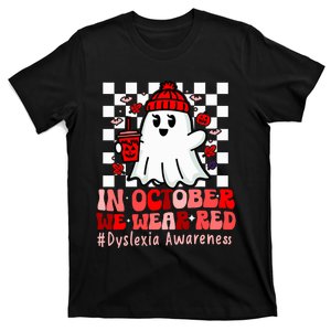 I Wear Red Dyslexia Awareness Month Ghost Halloween T-Shirt