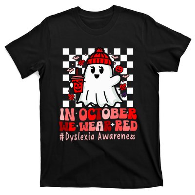 I Wear Red Dyslexia Awareness Month Ghost Halloween T-Shirt