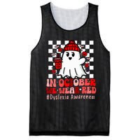 I Wear Red Dyslexia Awareness Month Ghost Halloween Mesh Reversible Basketball Jersey Tank