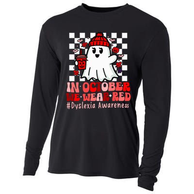 I Wear Red Dyslexia Awareness Month Ghost Halloween Cooling Performance Long Sleeve Crew