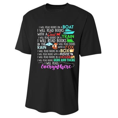 I Will Read Books On A Boat & Everywhere Reading Women Performance Sprint T-Shirt