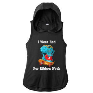 I Wear Red For Ribbon Week Awareness Trex Ladies PosiCharge Tri-Blend Wicking Draft Hoodie Tank