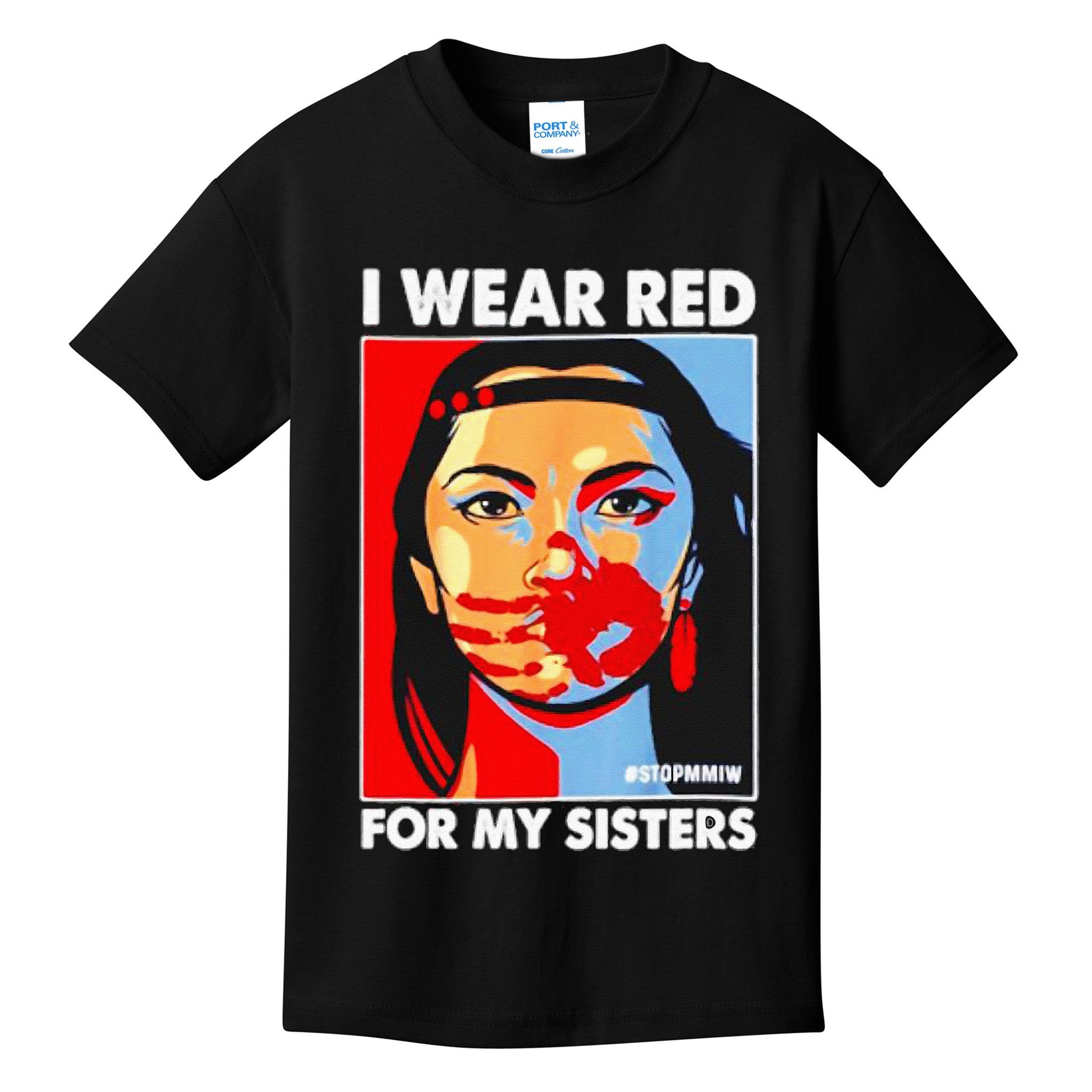 I Wear Red For My Sister Native American Stop MMIW Kids T-Shirt