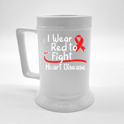 I Wear Red To Fight Heart Disease Awareness Mom National Day Great Gift Beer Stein