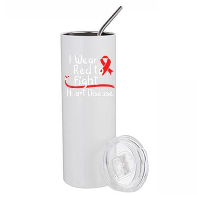 I Wear Red To Fight Heart Disease Awareness Mom National Day Great Gift Stainless Steel Tumbler