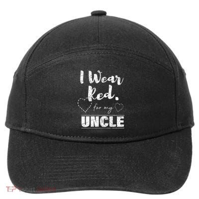 I Wear Red for my Uncle Tee Heart Disease Awareness Gift 7-Panel Snapback Hat