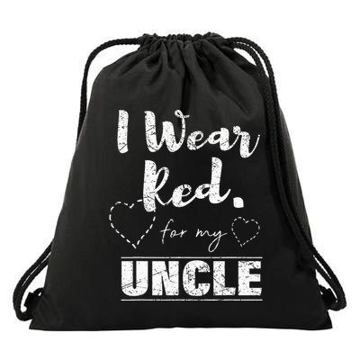 I Wear Red for my Uncle Tee Heart Disease Awareness Gift Drawstring Bag