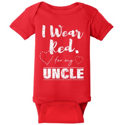 I Wear Red for my Uncle Tee Heart Disease Awareness Gift Baby Bodysuit