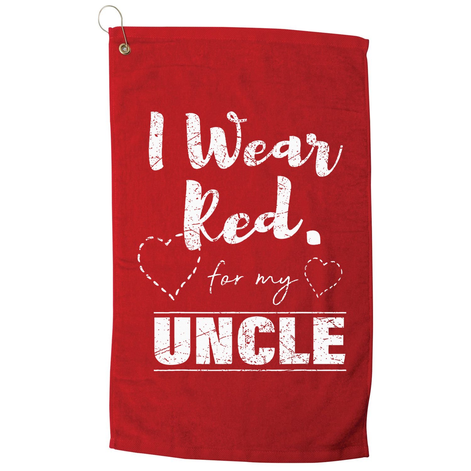 I Wear Red for my Uncle Tee Heart Disease Awareness Gift Golf Towel