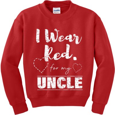 I Wear Red for my Uncle Tee Heart Disease Awareness Gift Kids Sweatshirt