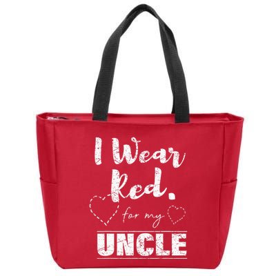 I Wear Red for my Uncle Tee Heart Disease Awareness Gift Zip Tote Bag