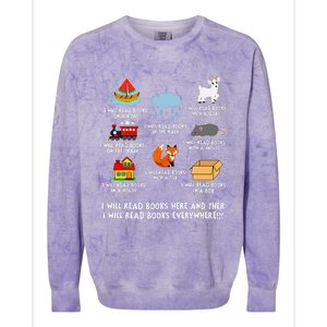 I Will Read Books On A Boat And Everywhere Library Colorblast Crewneck Sweatshirt