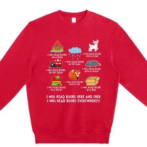 I Will Read Books On A Boat And Everywhere Library Premium Crewneck Sweatshirt