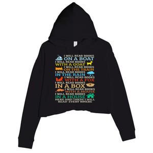 I Will Read Books On A Boat & Everywhere Reading Gifts Crop Fleece Hoodie