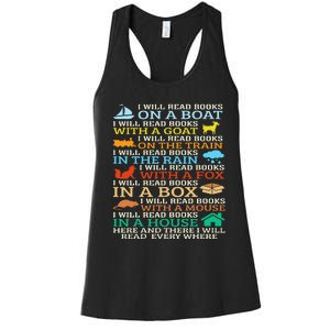 I Will Read Books On A Boat & Everywhere Reading Gifts Women's Racerback Tank