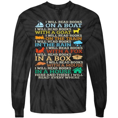 I Will Read Books On A Boat & Everywhere Reading Gifts Tie-Dye Long Sleeve Shirt