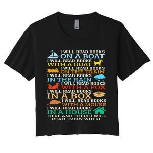 I Will Read Books On A Boat & Everywhere Reading Gifts Women's Crop Top Tee