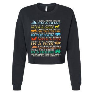 I Will Read Books On A Boat & Everywhere Reading Gifts Cropped Pullover Crew