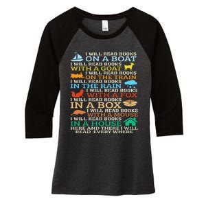 I Will Read Books On A Boat & Everywhere Reading Gifts Women's Tri-Blend 3/4-Sleeve Raglan Shirt