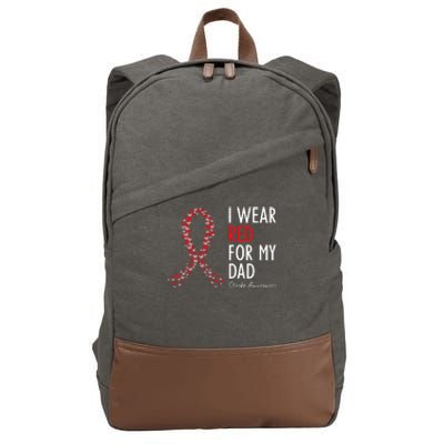 I Wear Red For My Dad Stroke Awareness Survivor Warrior Cotton Canvas Backpack