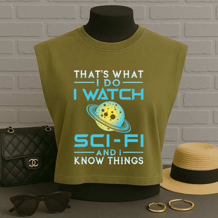 I Watch Scifi And I Know Things Garment-Dyed Women's Muscle Tee