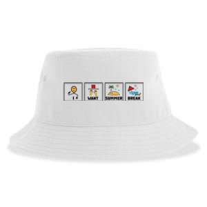 I Want Summer Break Teacher Last Day Of School Sustainable Bucket Hat