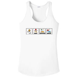 I Want Summer Break Teacher Last Day Of School Ladies PosiCharge Competitor Racerback Tank