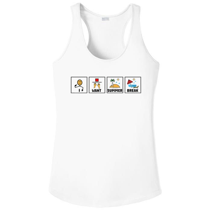 I Want Summer Break Teacher Last Day Of School Ladies PosiCharge Competitor Racerback Tank