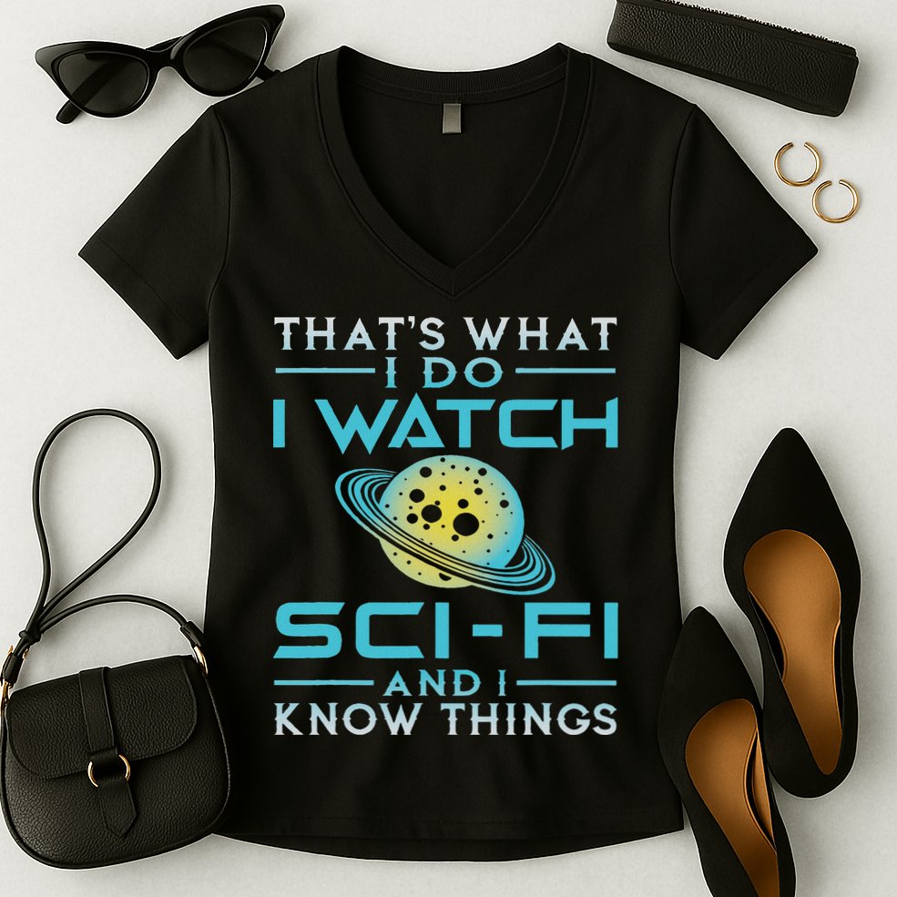 I Watch Sci Fi And I Know Things Funny Perfect Gift Women's V-Neck T-Shirt