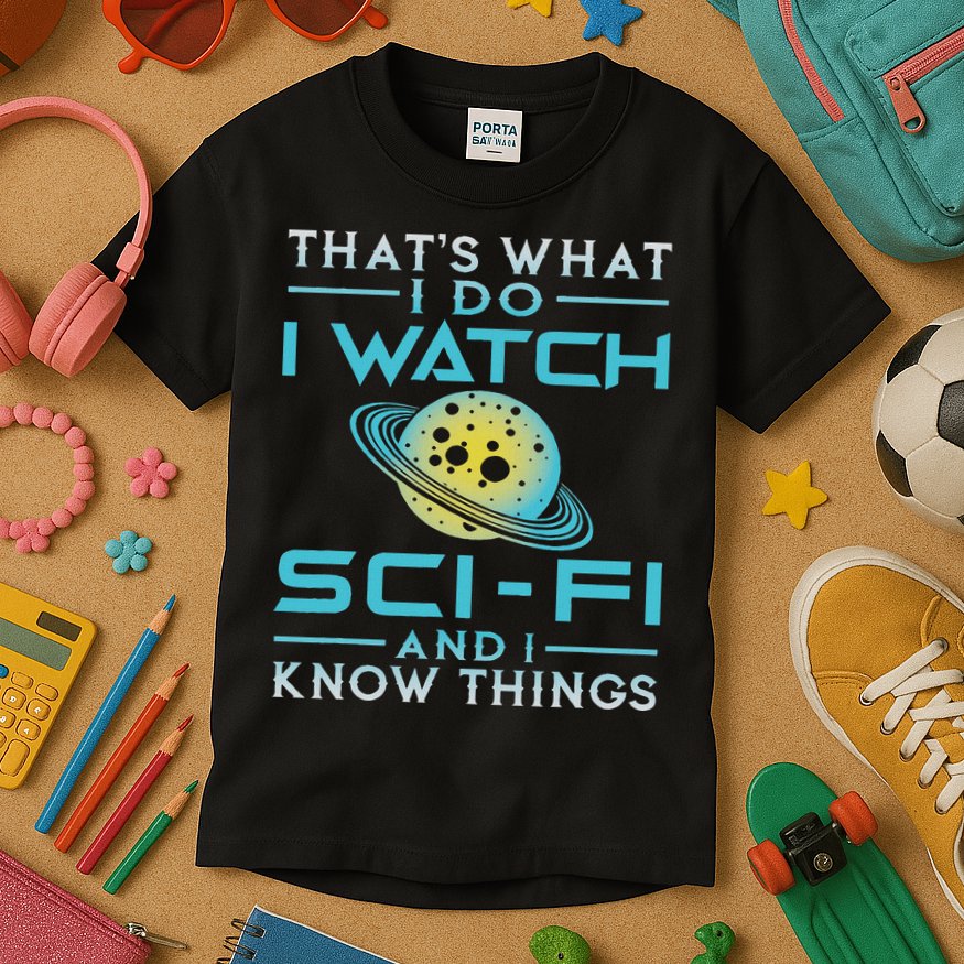 I Watch Sci Fi And I Know Things Funny Perfect Gift Kids T-Shirt