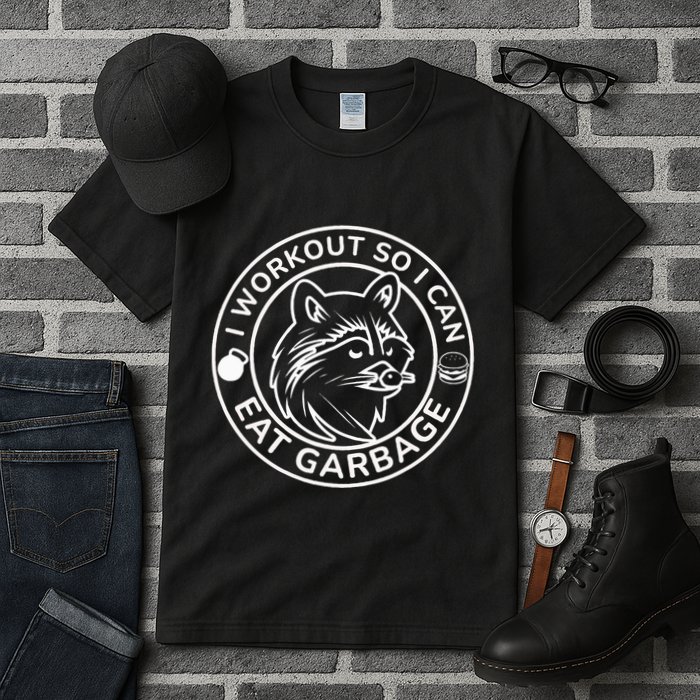 I Workout So I Can Eat Garbage Funny Gym Raccoon Trash Panda Tall T-Shirt