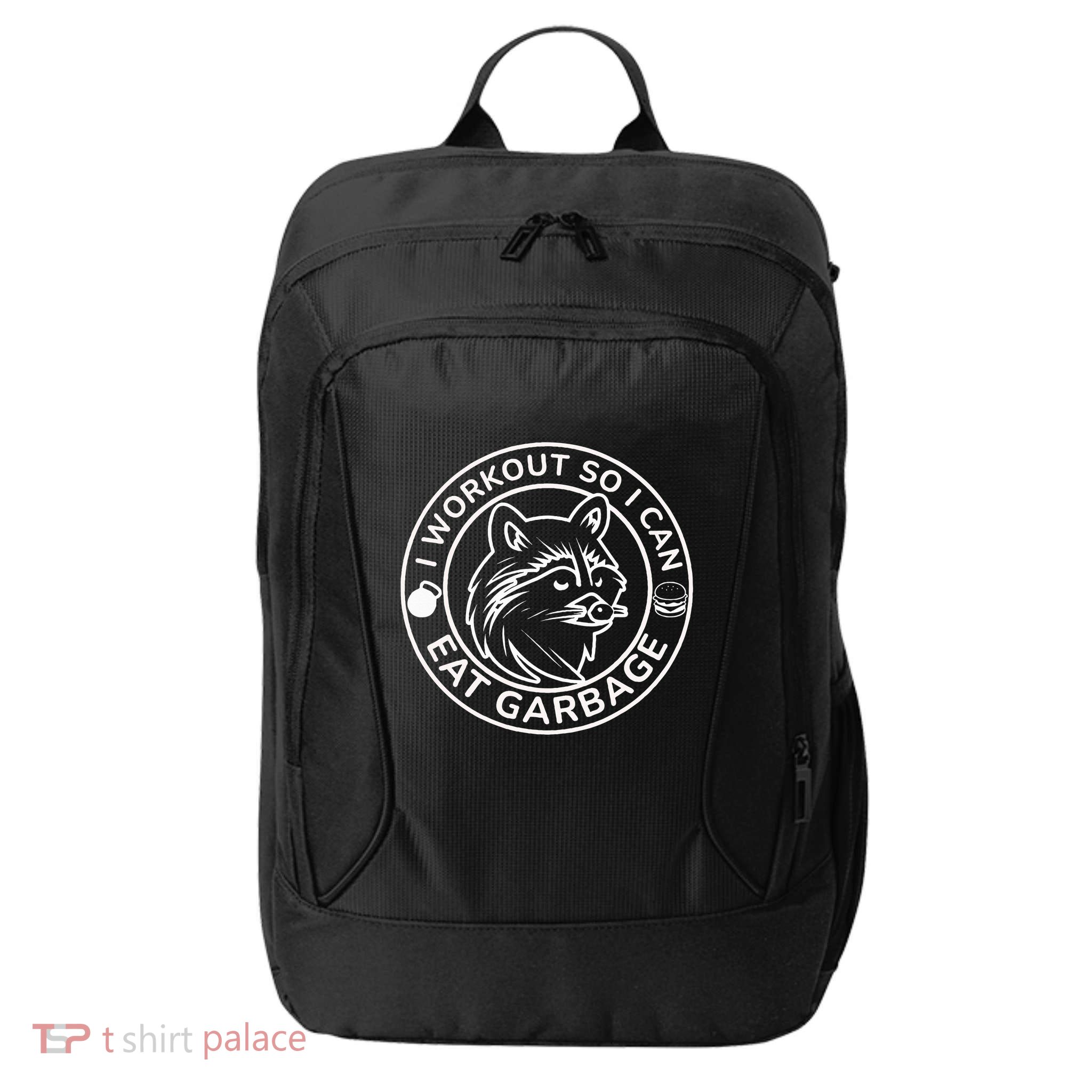 I Workout So I Can Eat Garbage Funny Gym Raccoon Trash Panda City Backpack