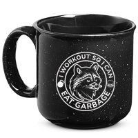 I Workout So I Can Eat Garbage Funny Gym Raccoon Trash Panda 15oz Campfire Ceramic Mug